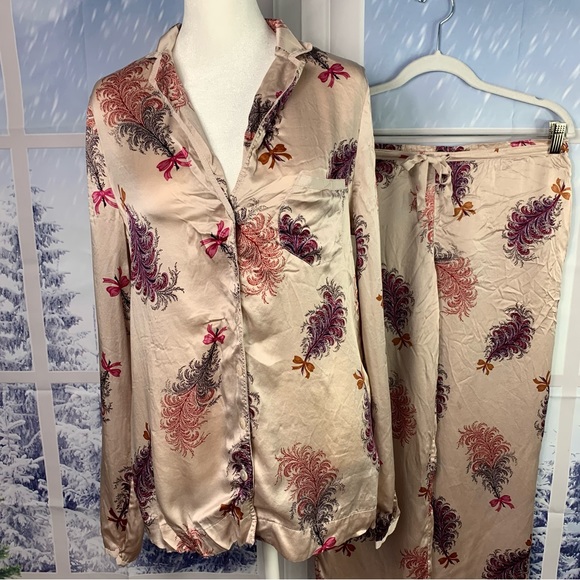 Victorias Secret Silk Floral Long Sleeve Pants Pajamas Small - Picture 2 of 14